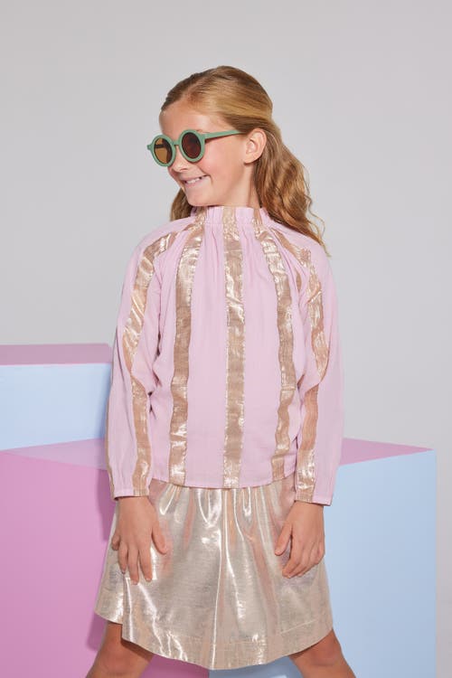Bisby Kids' Shimmer Stripe Tory Top In Pink Metallic Stripe