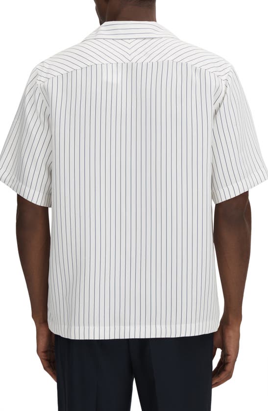 Shop Reiss Anchor Stripe Camp Shirt In White/ Navy