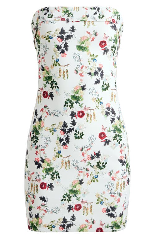 Shop Alice And Olivia Alice + Olivia Kelly Floral Strapless Minidress In Blush Kiss Vanilla