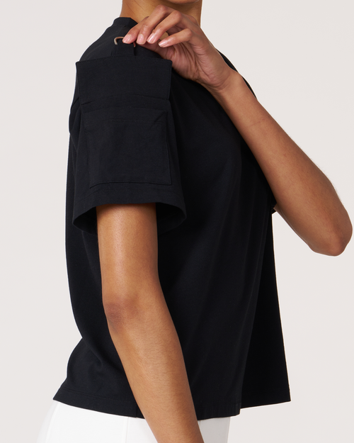 Shop Rebody Active Cargo Short Sleeve Top In Black