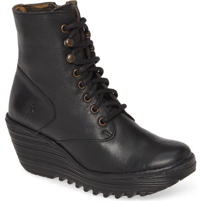 Fly London Ygot Wedge Bootie - Black