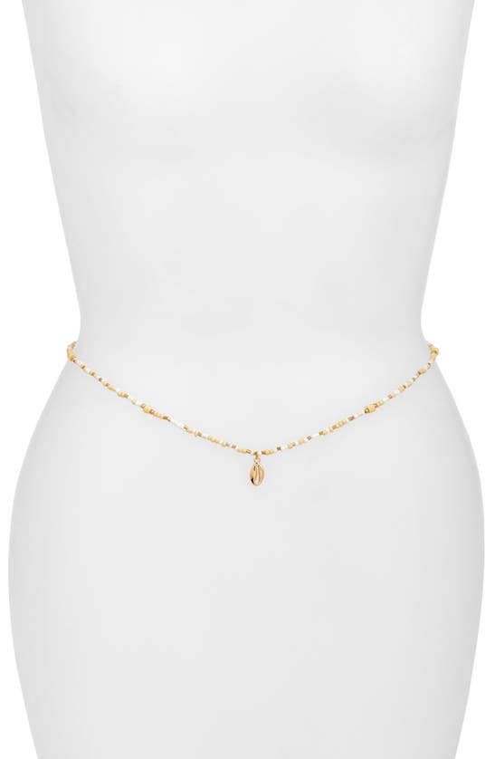 Shop Bp. Seed Bead Shell Belly Chain In White- Gold