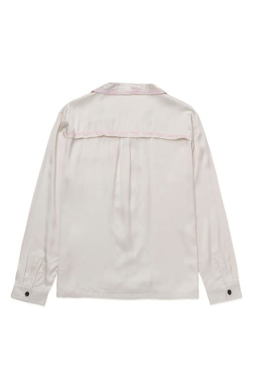 Shop Honor The Gift Palm Stitch Embroidered Long Sleeve Camp Shirt In Cream