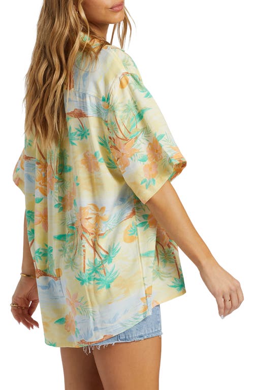 Shop Billabong On Vacation Oversize Floral Button-up Shirt In Multi