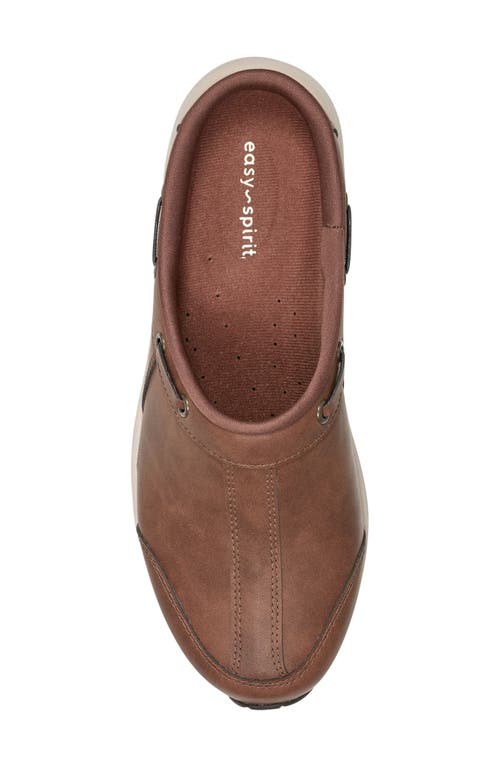 Easy Spirit Travel Port 3 Womens Faux Leather Slip On Mules In Medium Brown