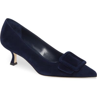 Manolo Blahnik Maysale Buckle Pump, Blue