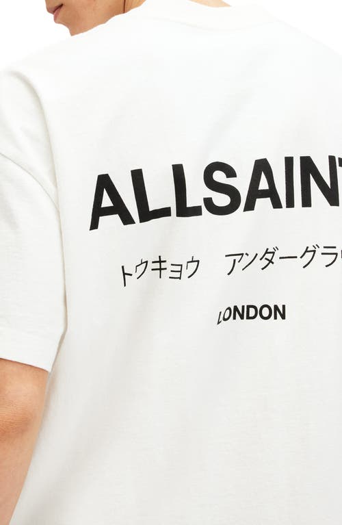 Allsaints Underground Organic Cotton Logo Graphic Tee In Ashen White