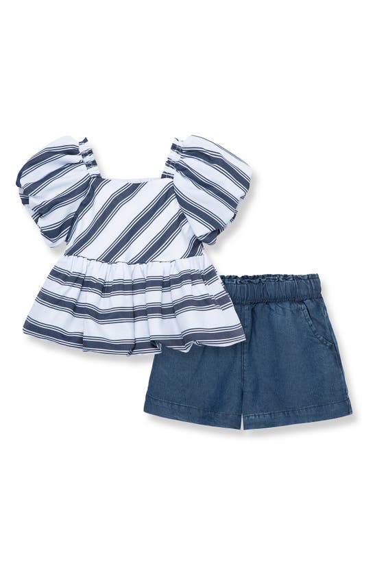 Shop Habitual Kids Stripe Puff Sleeve Top & Shorts Set
