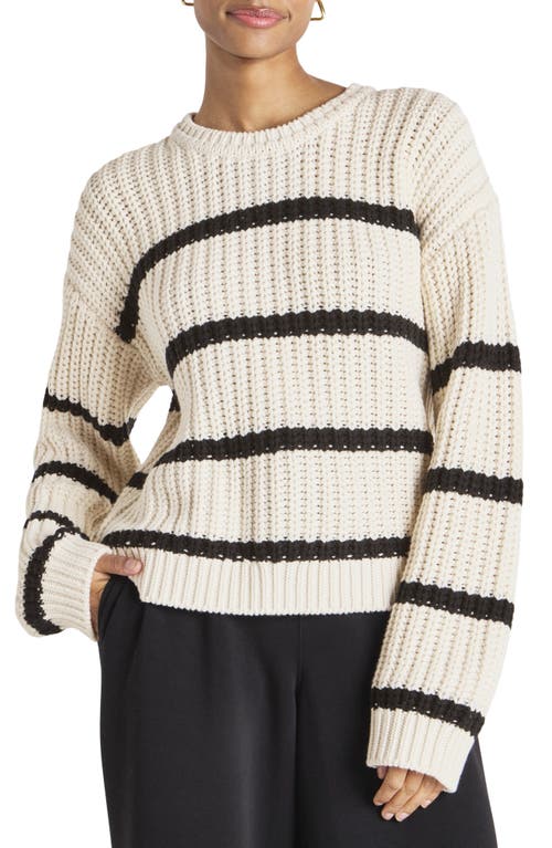 Splendid Cella Jane Stripe Cotton Blend Pullover Sweater In Ivory/black