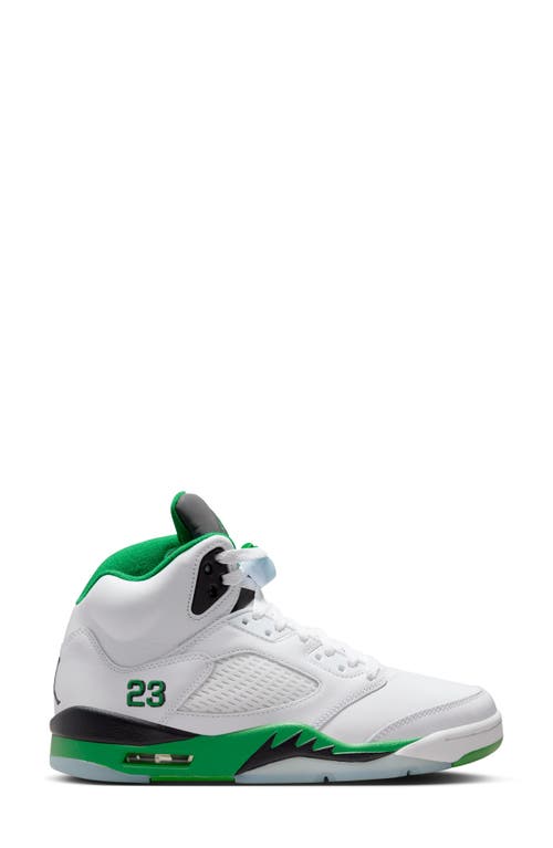 Shop Jordan Air  5 Retro Low Bluebird Sneaker In White/green/black