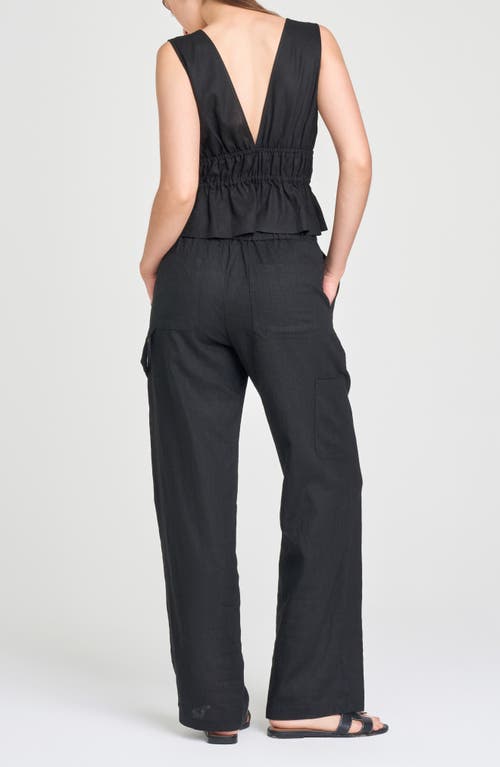 Shop Wayf Daylight Wide Leg Linen Blend Pants In Black