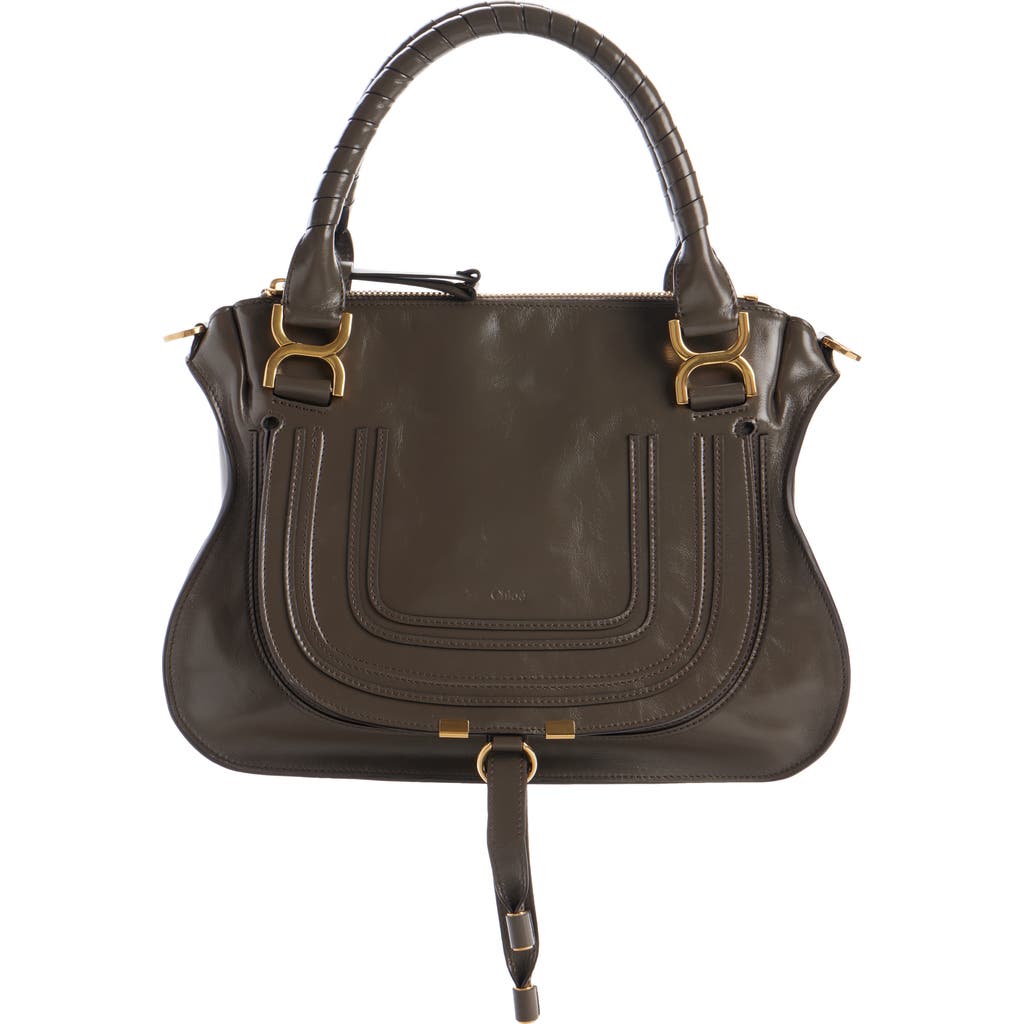 Chloé Medium Marcie Leather Satchel In 036 Flannel Grey