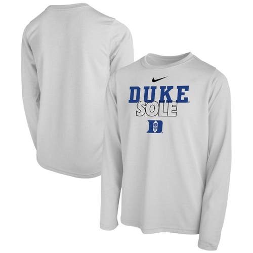 Youth Nike White Duke Blue Devils 2023 On Court Sole Bench T-Shirt