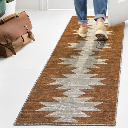 Jonathan Y Chayton Minimalist Geometric Machine-washable Area Rug In Terracotta/cream