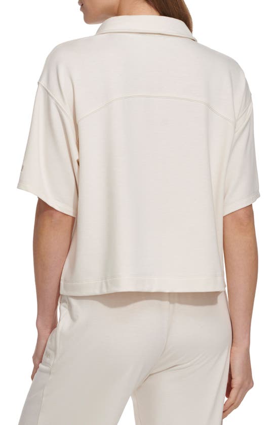 Shop Dkny Johnny Collar Top In Sand