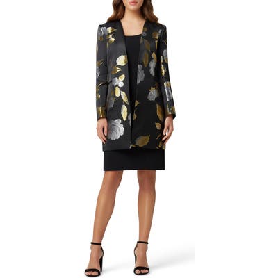 Tahari Tank Dress With Brocade Jacket, Black