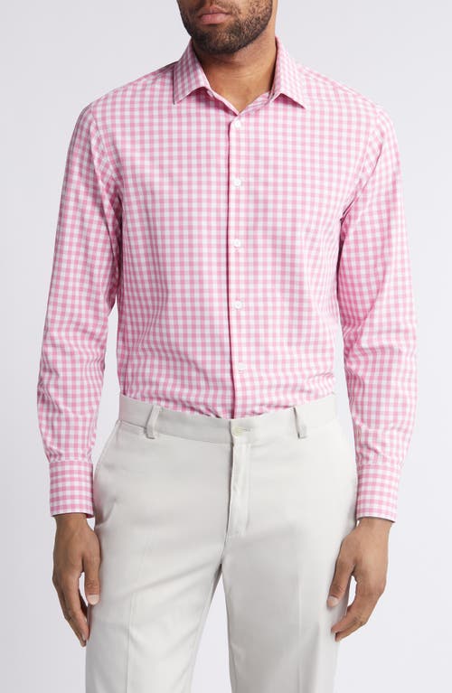 Leeward Trim Fit Check Performance Button-Up Shirt in Rose Madison Check