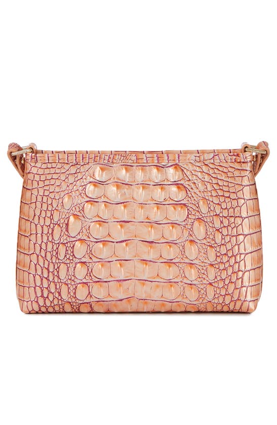 Shop Brahmin Lorelei Croc Embossed Leather Shoulder Bag In Apricot Rose