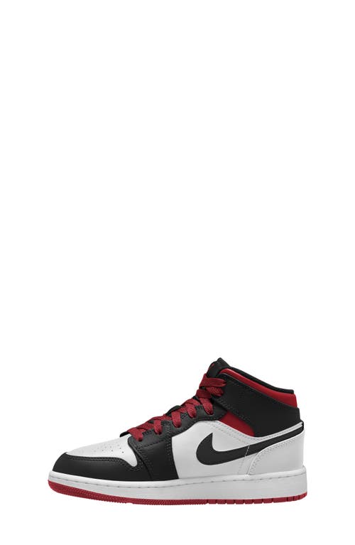 Shop Nike Kids' Air Jordan 1 Mid Sneaker In White/gym Red/black