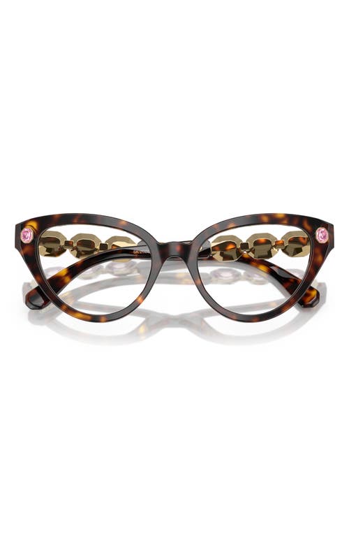 Swarovski 53mm Cat Eye Optical Glasses In Havana