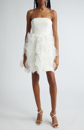 Cinq À Sept Strapless Tulle Ryan Dress In Ivory In Ivory