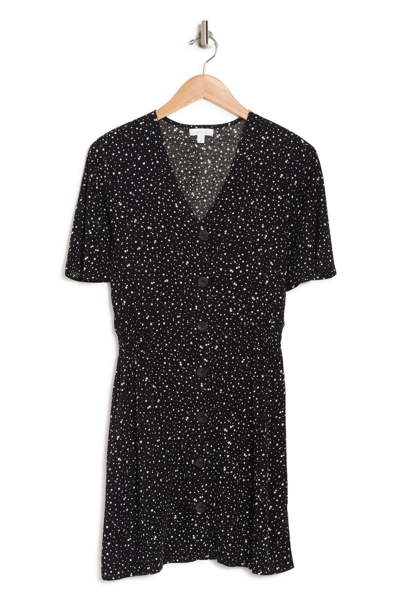Abound Flutter Sleeve Button Front Dress In Black Stars