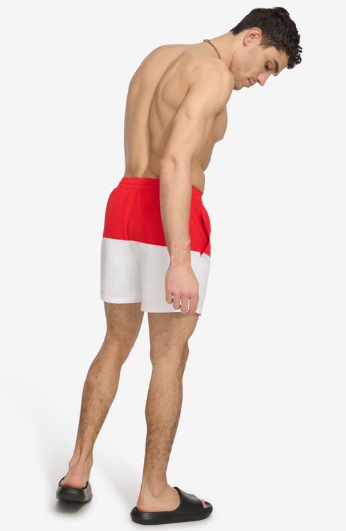 Dkny Colorblock Swim Trunks In Red