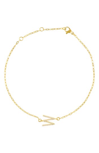 Adornia Pavé Cubic Zirconia Initial Anklet In Gold-w