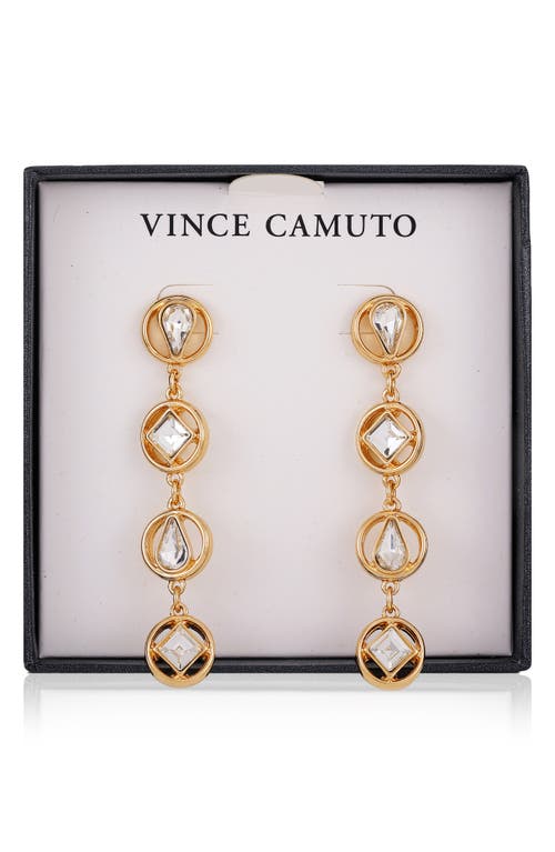 Vince Camuto Geometric Crystal Linear Drop Earrings In Gold Tone