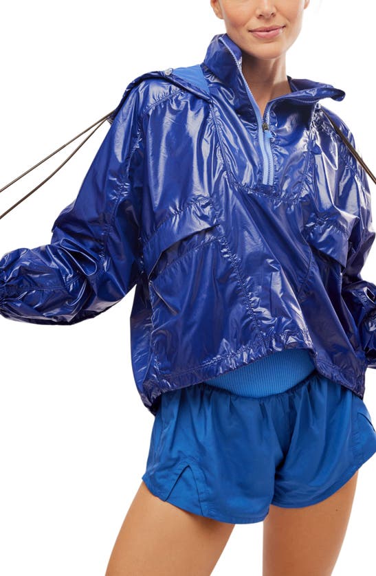 Fp Movement Spring Showers Water Resistant Packable Rain Jacket In Atlantic