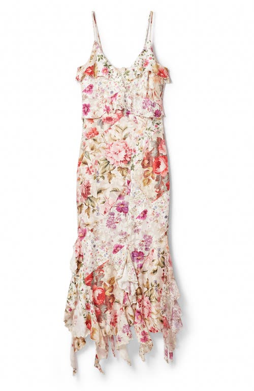 Shop Desigual Aura Mixed Floral Print Handkerchief Hem Dress