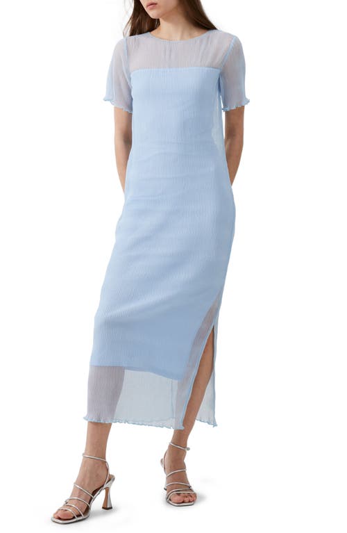 Shop French Connection Saskia Sheer Yoke Midi Dress In Cashmere Blue