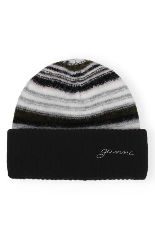GANNI GANNI STRIPE ALPACA & WOOL BLEND BEANIE 