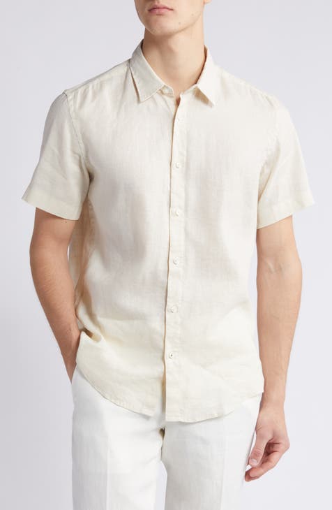 Liam Slim Fit Solid Short Sleeve Linen Blend Button-Up Shirt