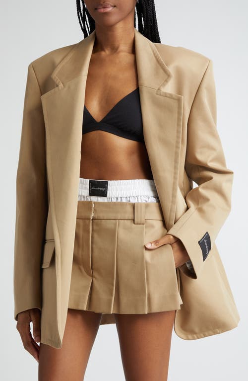 Shop Alexander Wang Prestyled Shirt Inset Oversize Boxy Twill Blazer In Chino