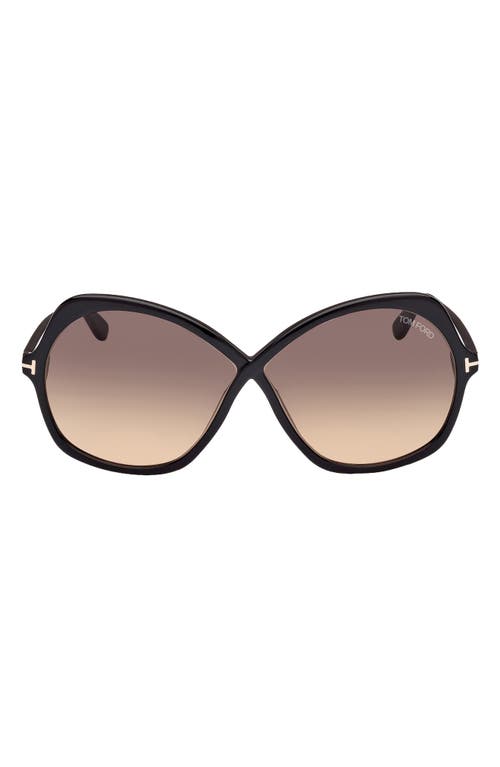 UPC 889214385376 product image for TOM FORD Rosemin 64mm Gradient Oversize Butterfly Sunglasses in Shiny Black/Smok | upcitemdb.com