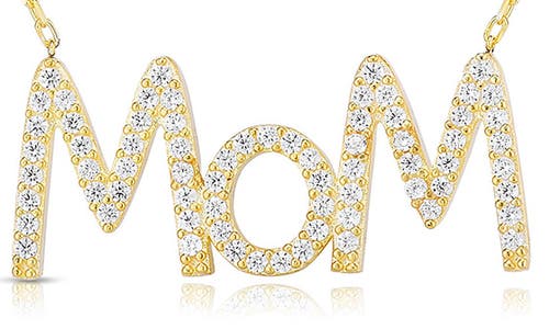 Glaze Jewelry 14k Gold Plated Sterling Silver Cubic Zirconia Mom Pendant Necklace In Gold