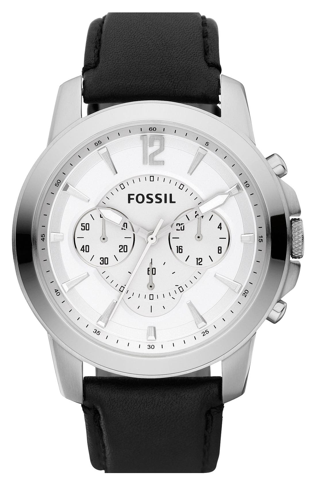 Fossil 'Grant' Leather Strap Chronograph Watch Nordstrom