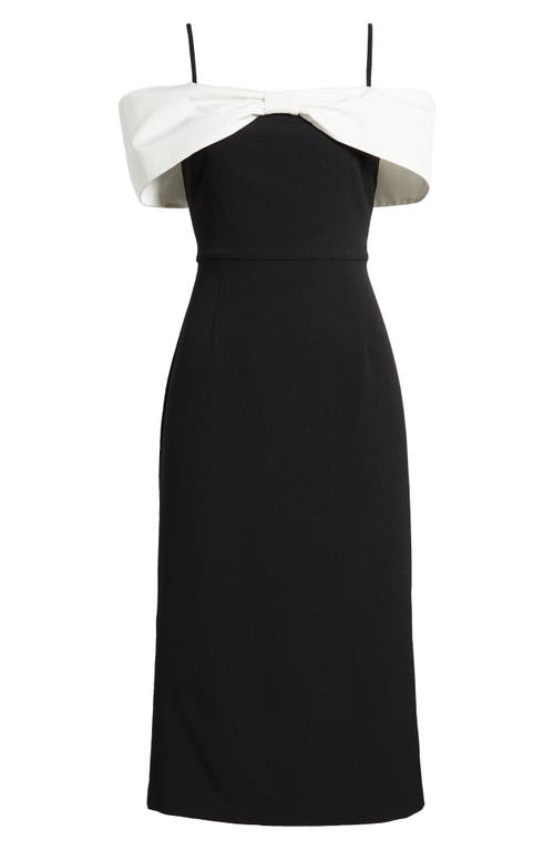 Julia Jordan Bow Colorblock Off The Shoulder Dress In Black Ivory