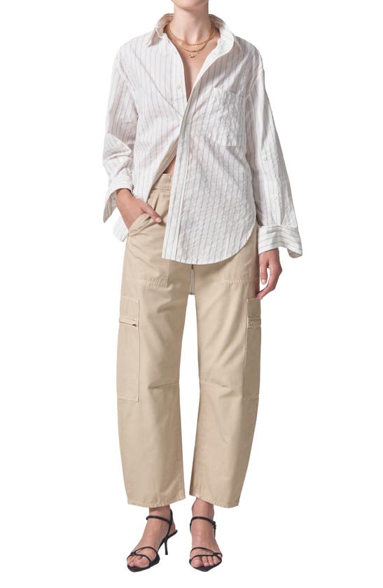 Citizen Of Humanity Kayla Stripe Oversize Poplin Button-up Shirt In Barrett Stripe