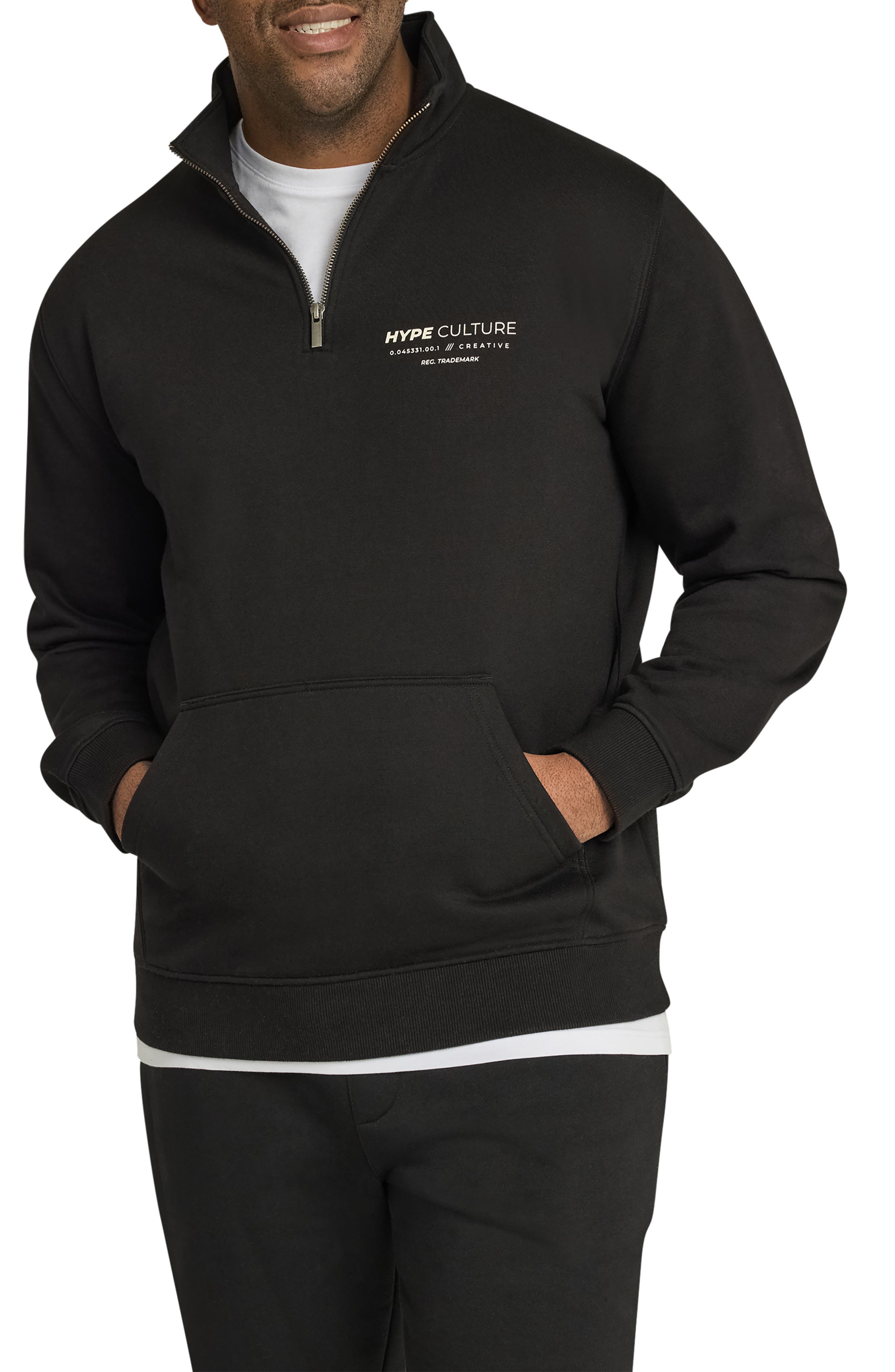 Johnny Bigg Graphic Quarter Zip Sweatshirt in Black 