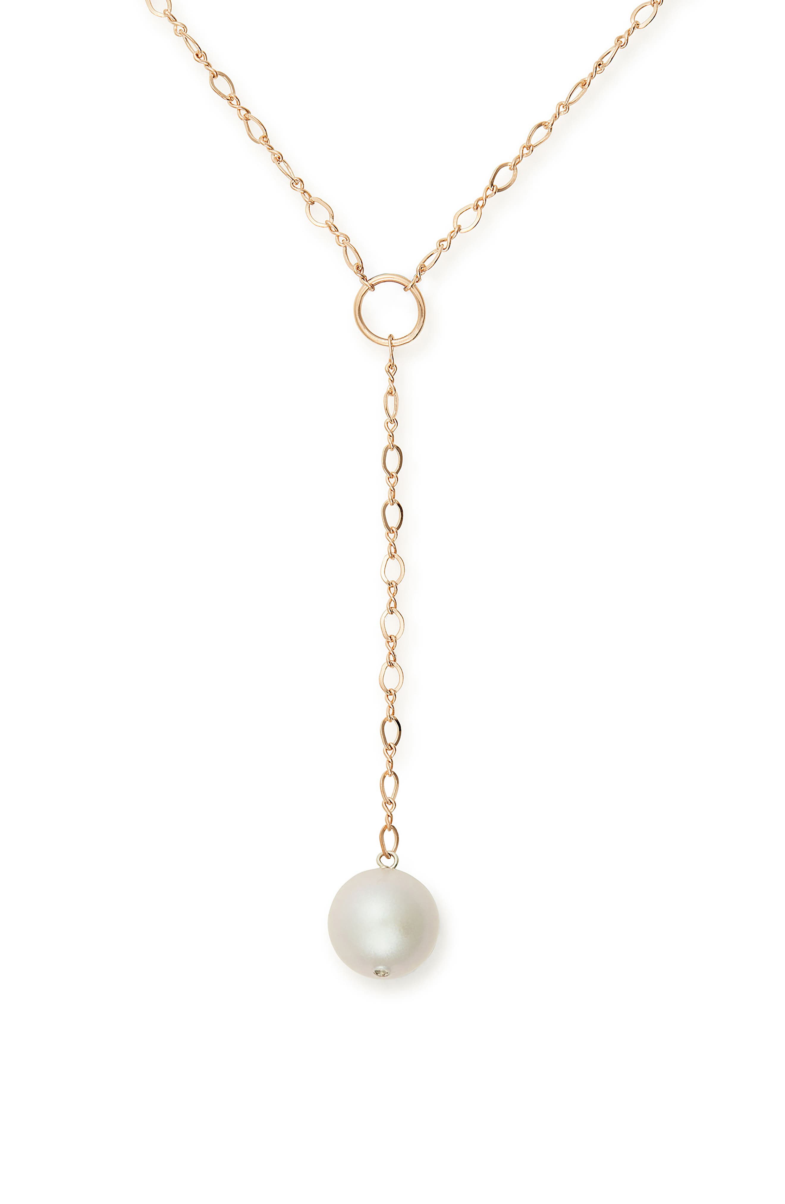 Alex And Ani Sea Sultry Pearl Lariat Neckalce In Rose Gold