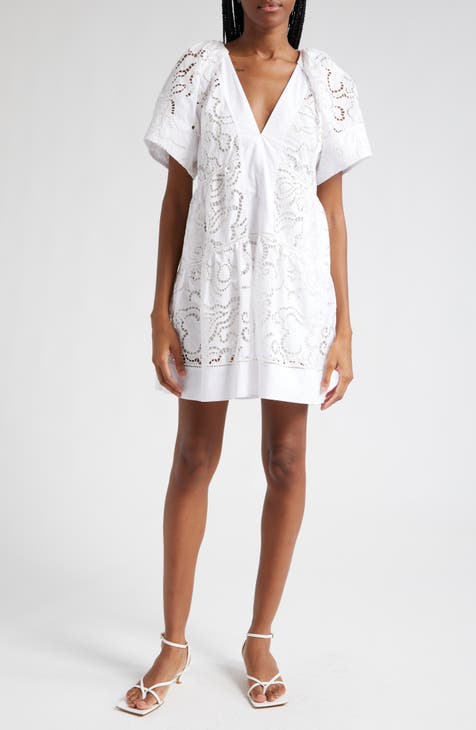 Lucky Brand Women's Cotton & Linen Shift Minidress White Size X-Small