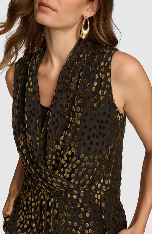 Shop Donna Karan New York Velvet Burnout Dot Sleeveless Top In Black/gold