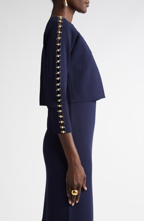 Shop St John St. John Collection Suspended Pavé Milano Knit Cardigan In Navy