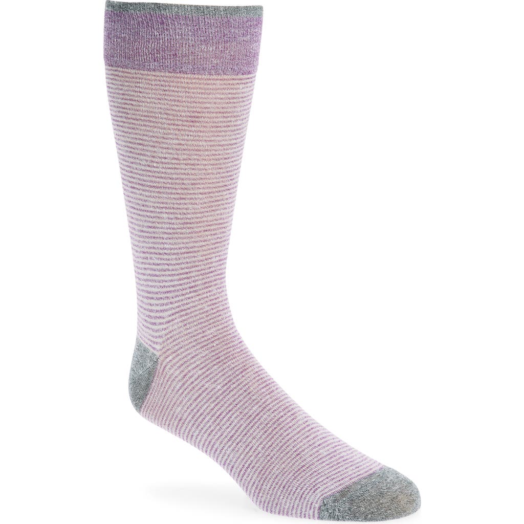 Nordstrom Preppy Stripe Linen & Cotton Blend Dress Socks In Purple