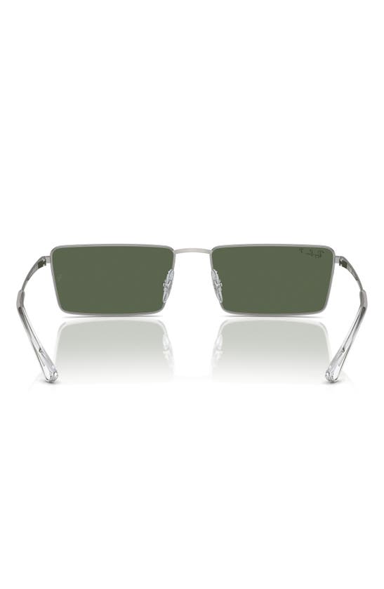 Ray Ban Emy Bio-based Sunglasses Silver Frame Green Lenses Polarized 59-17 In Silver