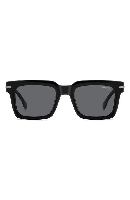 52mm Rectangular Sunglasses in Black/Gray Polar