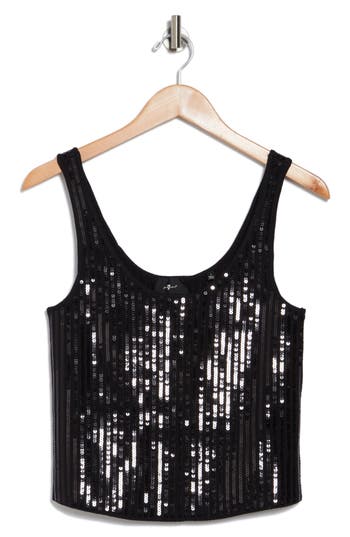 Shop Seven 7 For All Mankind Sequin Tank In Black