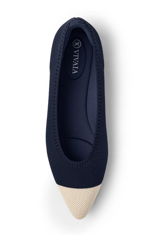 Vivaia Aria 5º Pointed Toe Flat In Navy/almond Tip